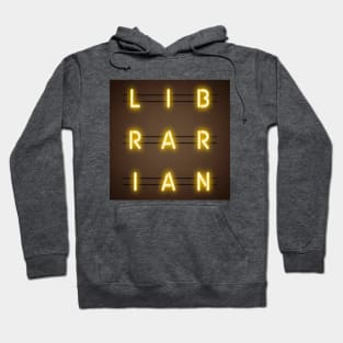 Librarian Neon Sign Boxed Typography Hoodie